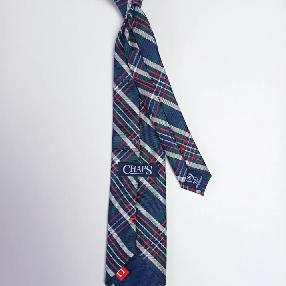 Chaps Kid's Clip-On Tie - Plaid - One Size - EUC